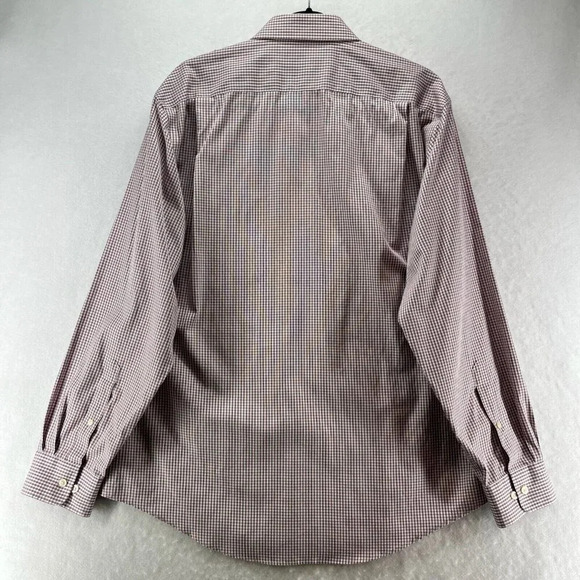 Pronto Uomo Dress Shirt Mens Size 17 34-35 Platinum Check Long Sleeve Cotton Red - Picture 2 of 9